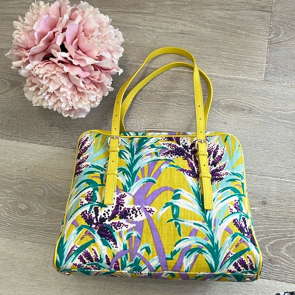 Kate Spade Floral Yellow Clutch Tote Bag